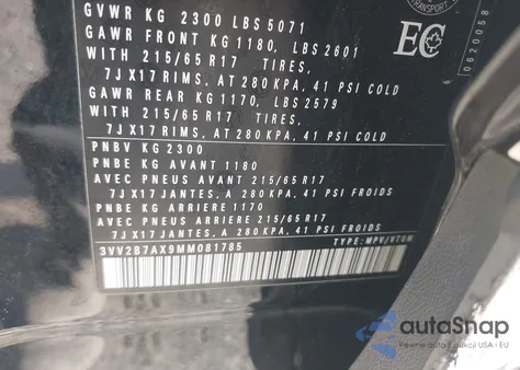 2021 Volkswagen Tiguan 2.0T Se/2.0T Se R-Line Black/2.0T Sel from USA, damaged, VIN 3VV2B7AX9MM081785